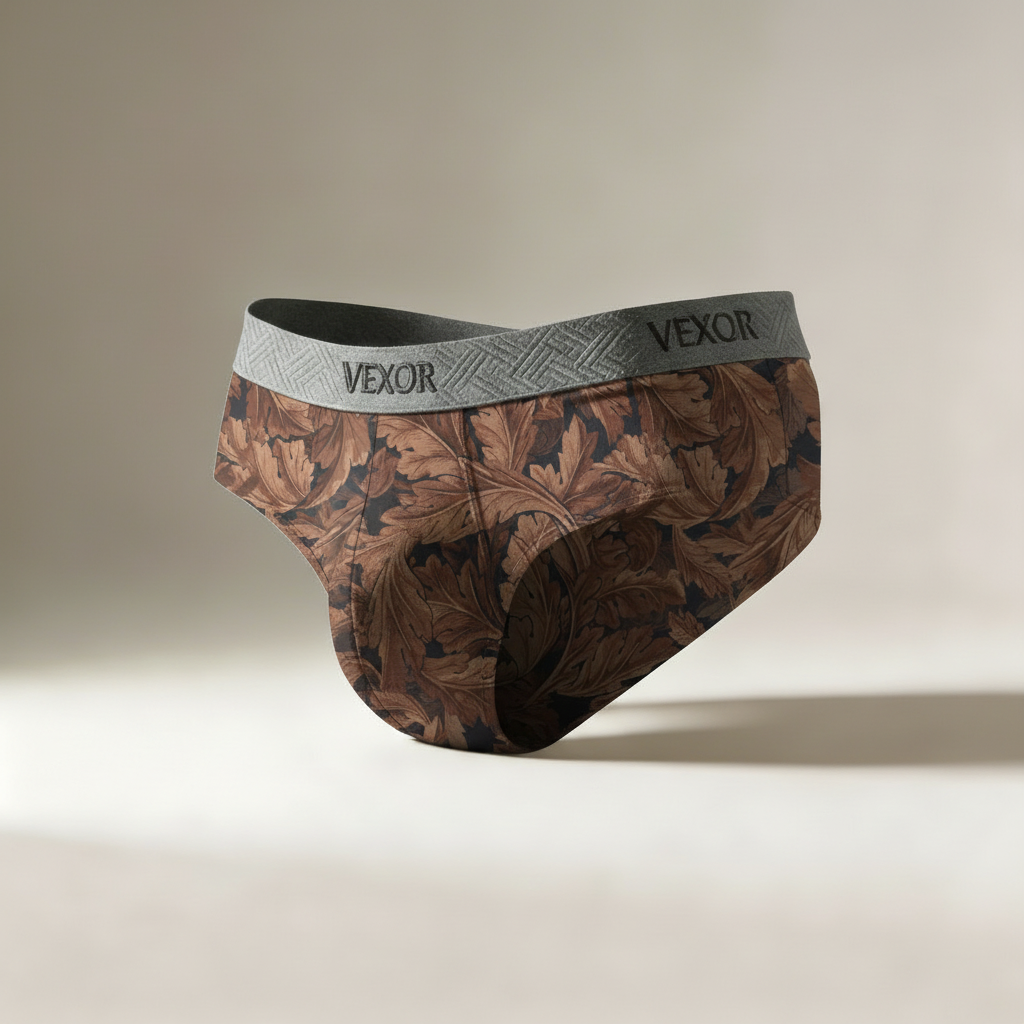 Brief estampado - Brown leaves