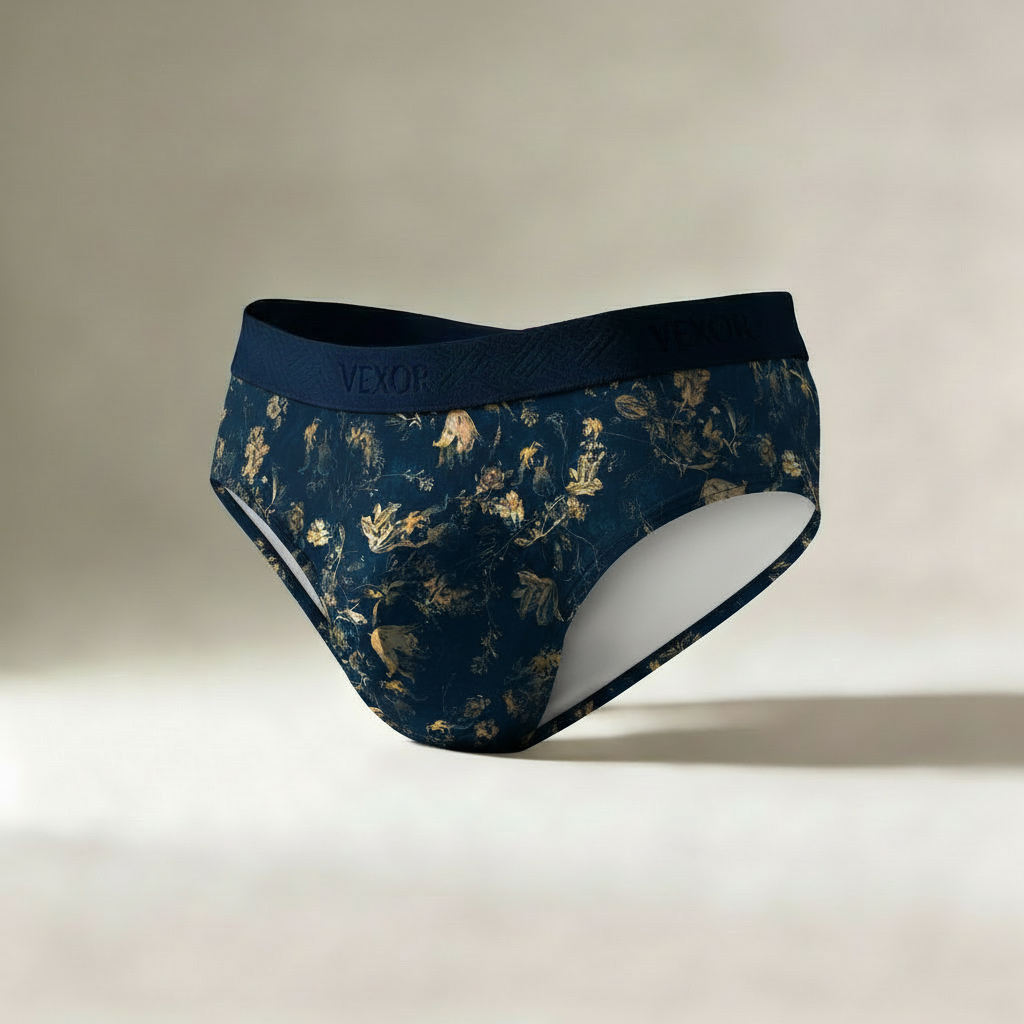 Brief estampado - Gold flowers